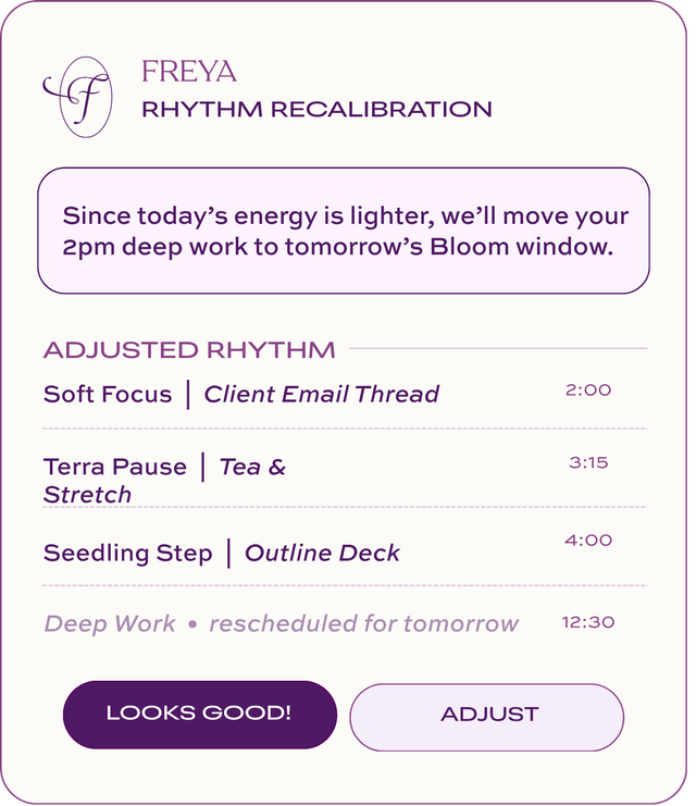 Freya morning alignment widget