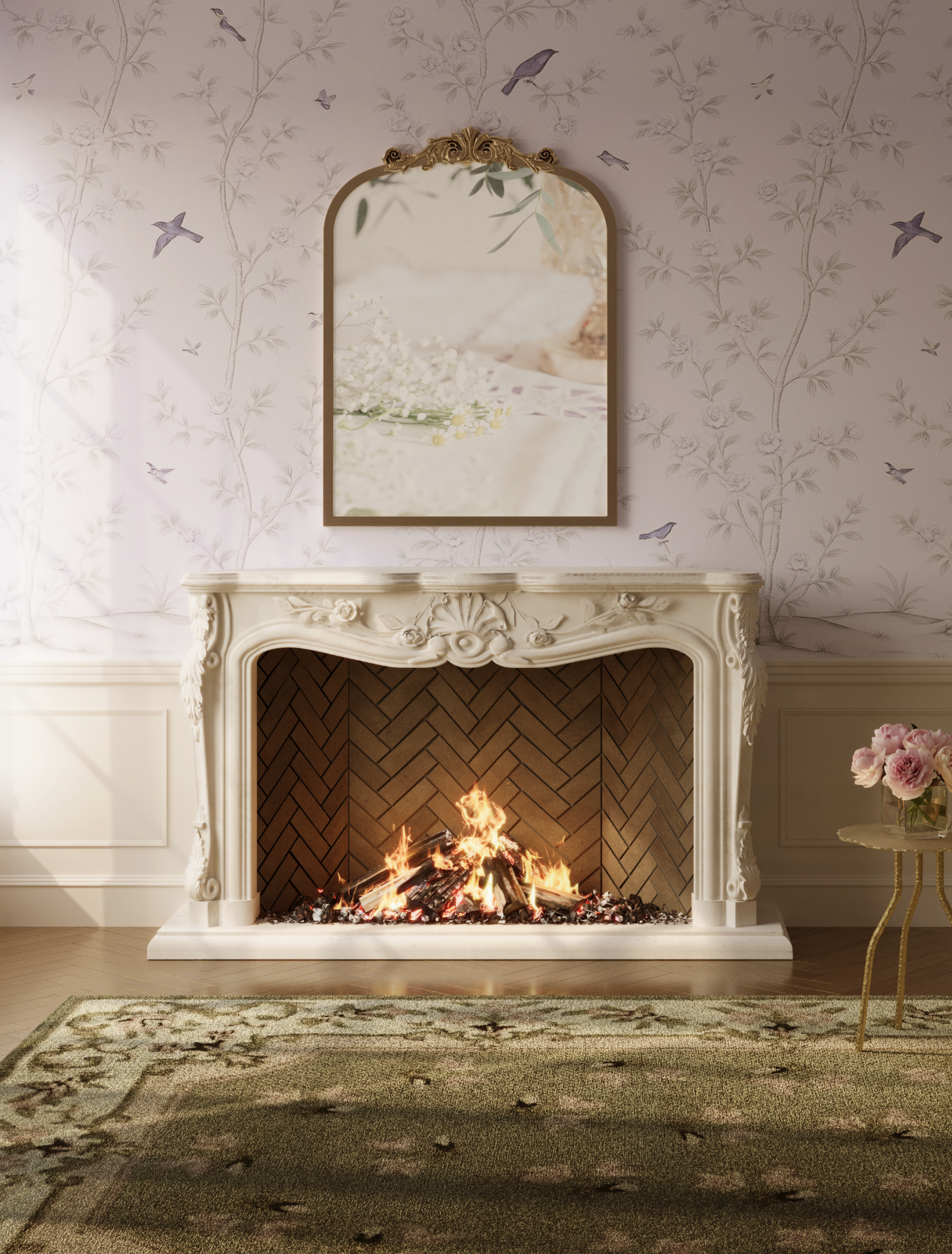 Fleurair mirror on easel stand in a lavender study